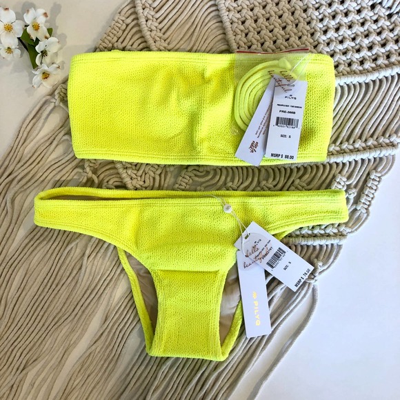 Pilyq Pineapple Reef Yellow Bandeau Teeny Bikini - Picture 2 of 11